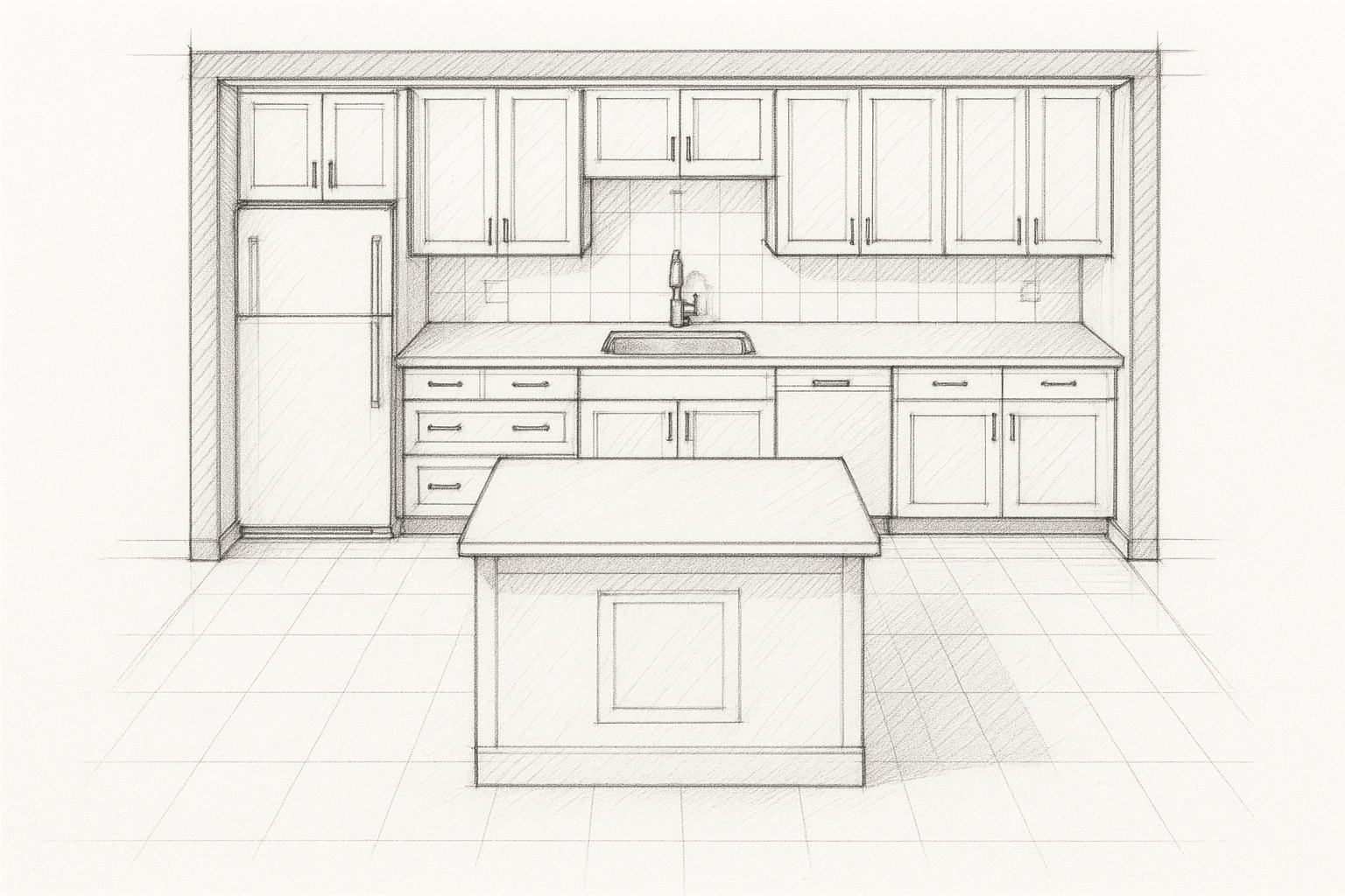 make a sketch picture of kitchen layout
